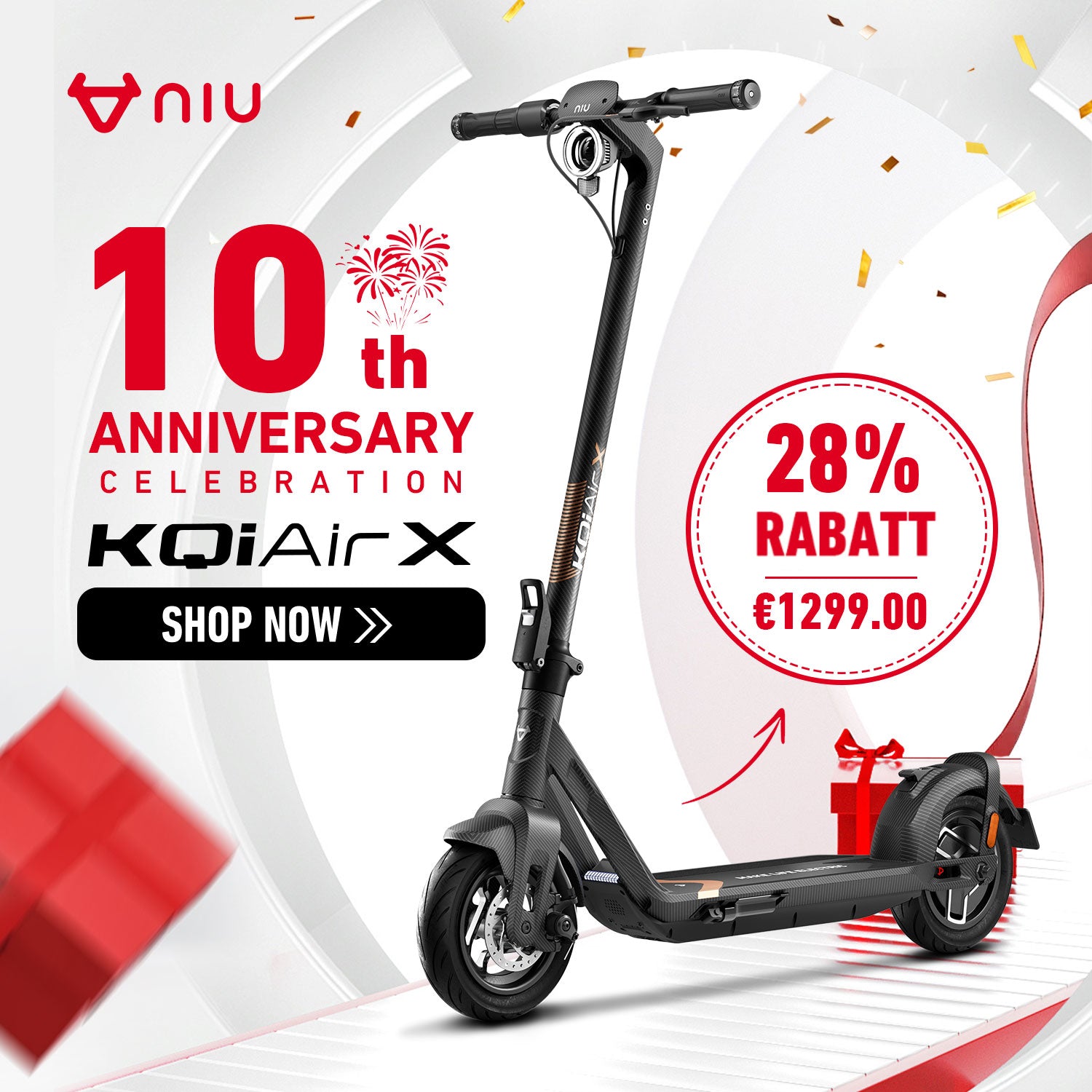 NIU KQi Air X Leichter Elektrotretroller mit Kohlefaser | Reichweite 50km