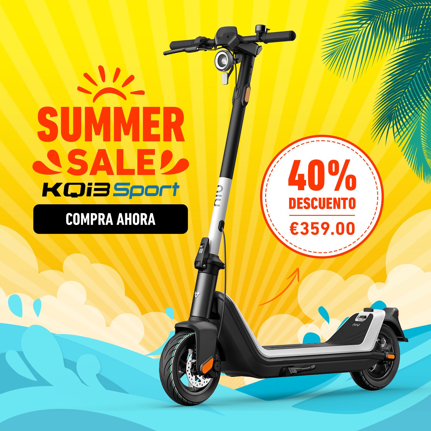NIU KQi3 Sport Patinete Eléctrico | Autonomía 40km