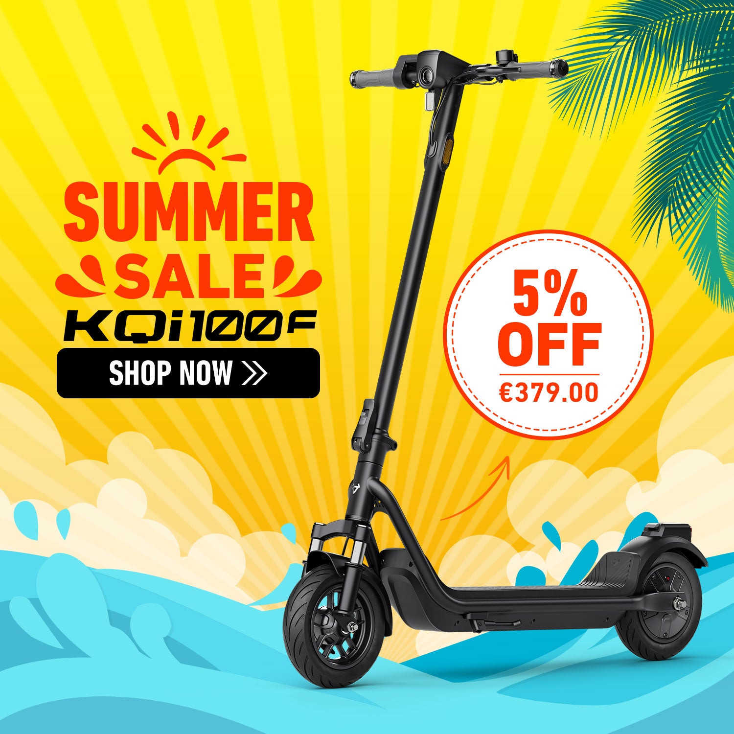 NIU KQi 100F Foldable Handlebar Electric Scooter with Suspension | Range 29km (EU version)