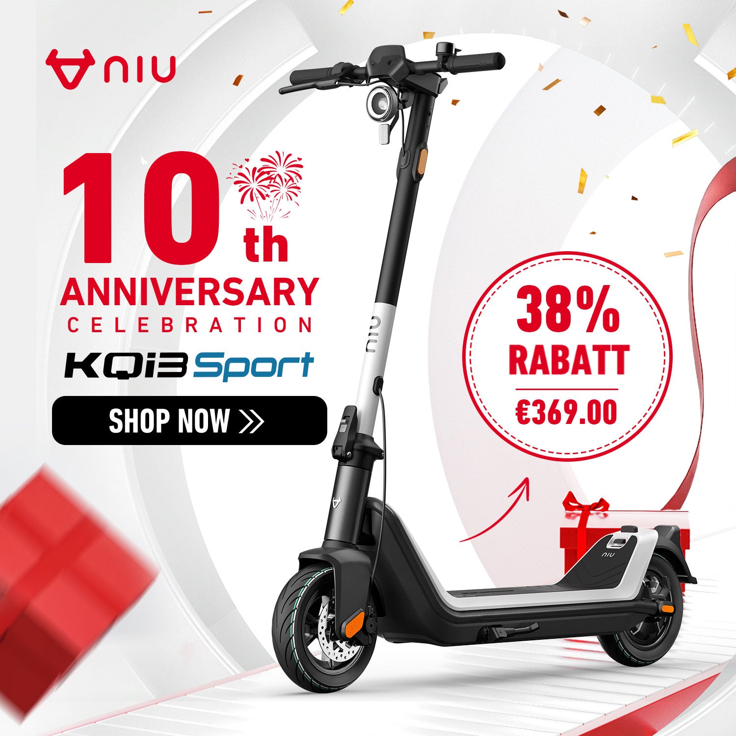 NIU KQi3 Sport Elektrotretroller | Reichweite 40km