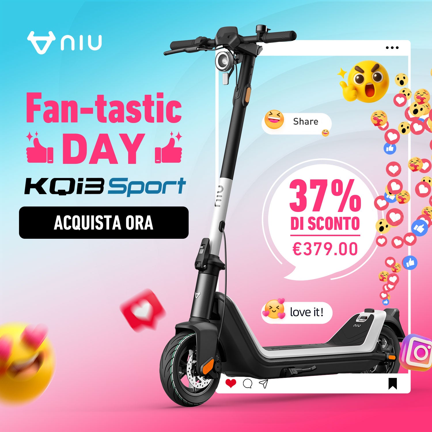 NIU KQi3 Sport Monopattino Elettrico | Autonomia 40km