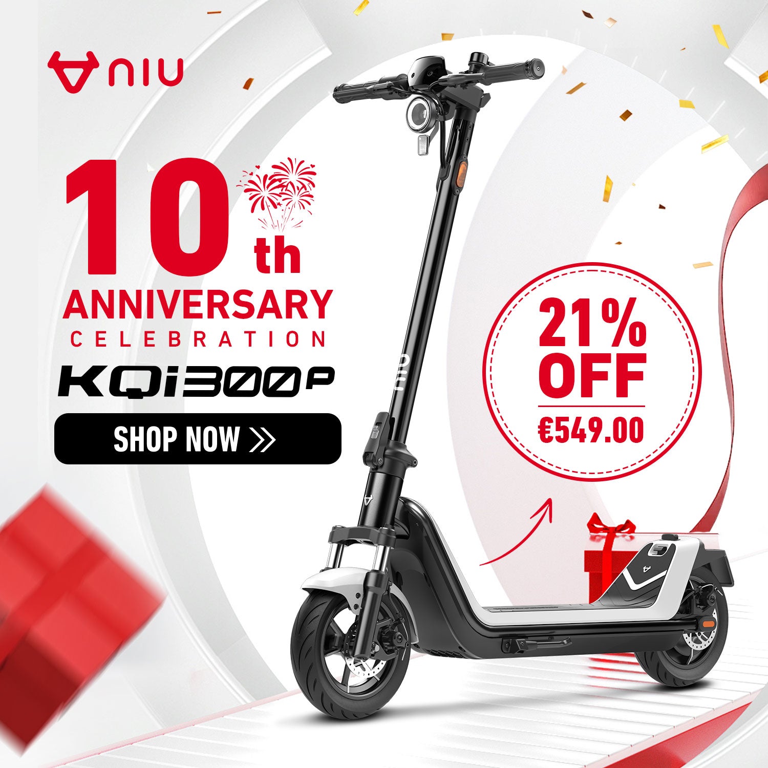 NIU KQi 300P Electric Scooter All-Terrain Suspension | Range 48km (EU version)