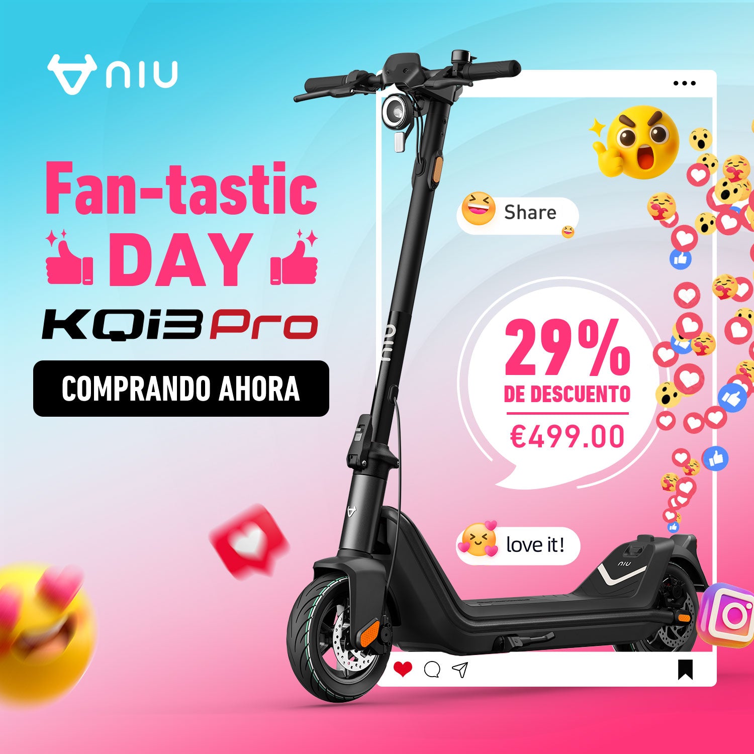 NIU KQi3 Pro Patinete Eléctrico | Autonomía 50km