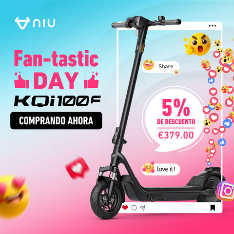 NIU KQi 100F Patinete Eléctrico con Manillar Plegable y Suspensión | Autonomía 29km