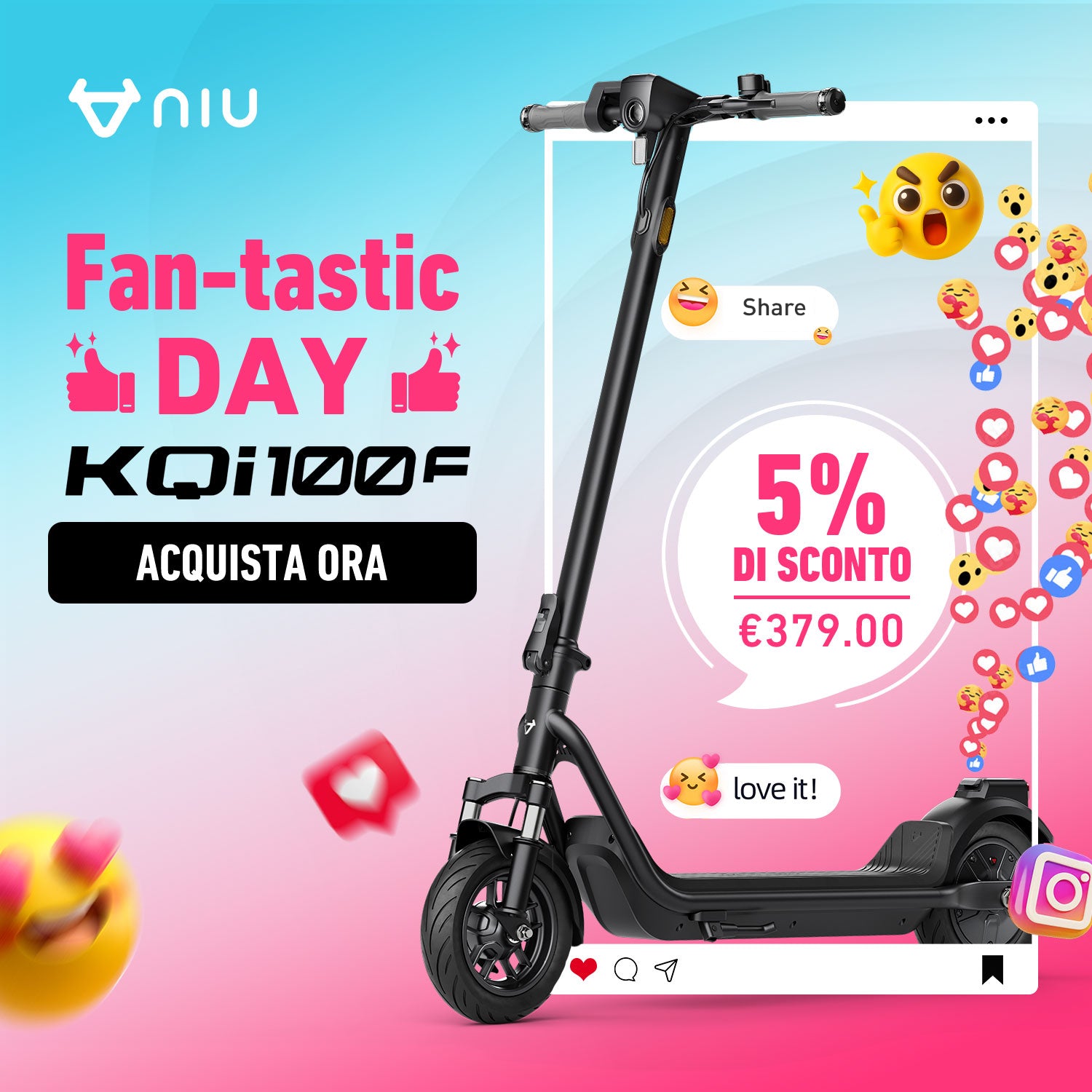 NIU KQi 100F Monopattino Elettrico Pieghevole con Sospensione | Autonomia 29km