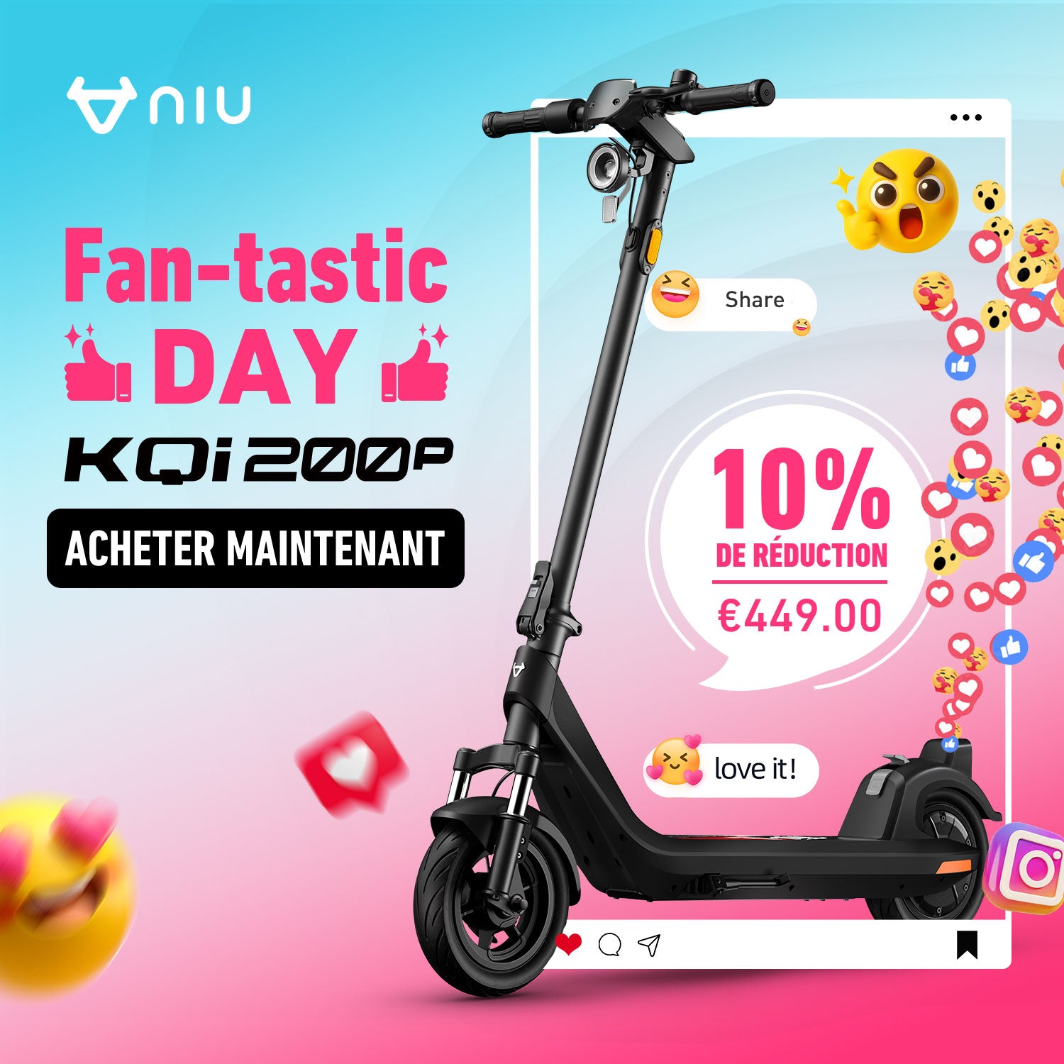 NIU KQi 200P Trottinette électrique avec suspension | Autonomie 54km