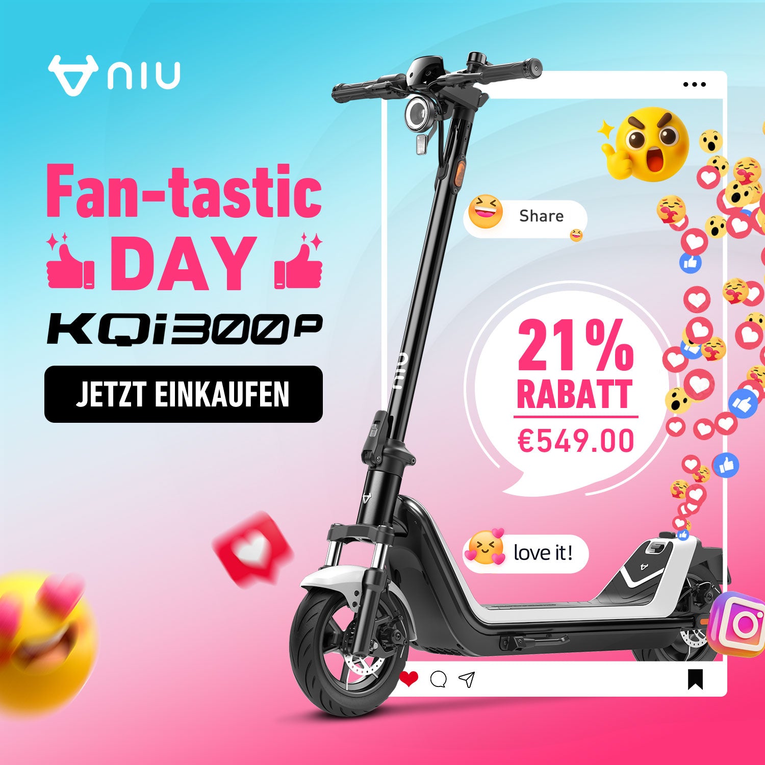NIU KQi 300P Elektrotretroller mit Aufhängung | Reichweite 48km
