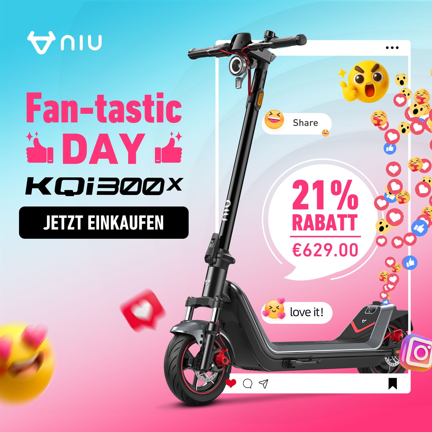 NIU KQi 300X Elektrotretroller mit Aufhängung | Reichweite 60km